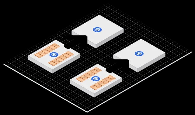 Diagram showing two Kubernetes worker nodes being upgraded/migrated to new nodes, each marked with the Kubernetes logo.